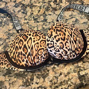 Victoria Secret Bombshell Swim Top Add Two Cups Leopard Used 32B